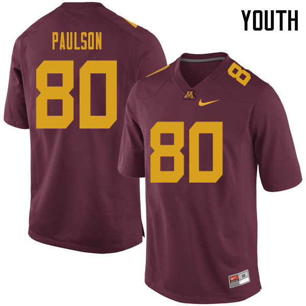 Youth #80 Jake Paulson Minnesota Golden Gophers College Football Jerseys Sale-Maroon